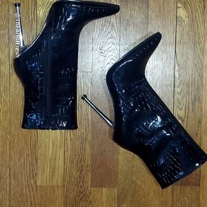! Stylish Glam Faux Croc Stiletto Ankle BOOTIES